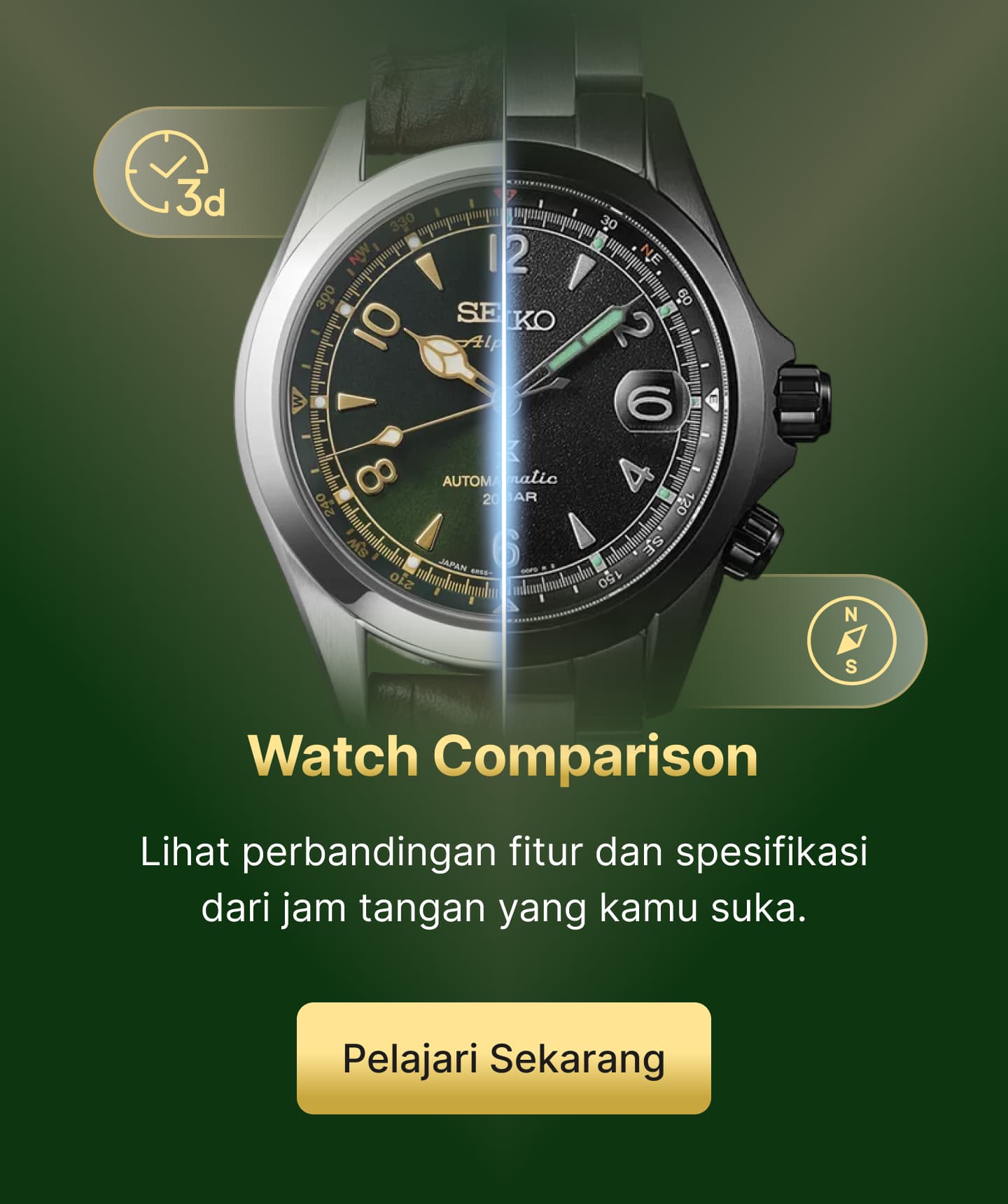 Lihat perbandingan fitur dan spesifikasi dari jam tangan yang kamu suka.